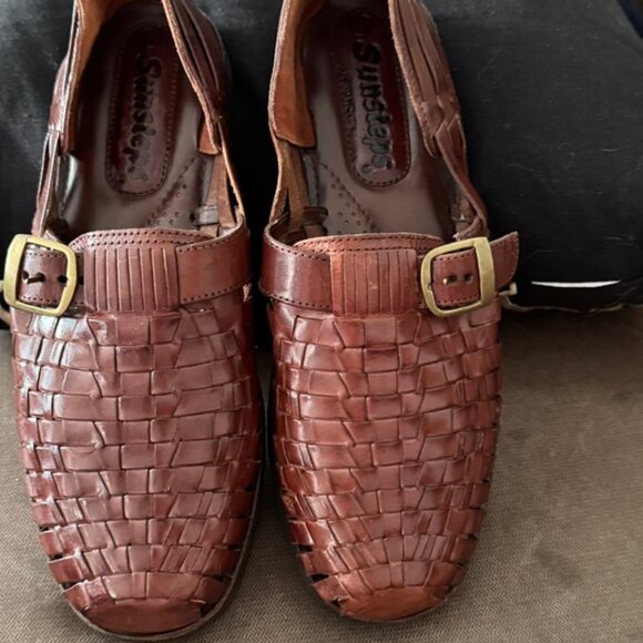 Sunsteps Hand Woven Leather Huarache Sandal Mens Size 11 Brown Slip On Loafer - Picture 2 of 11
